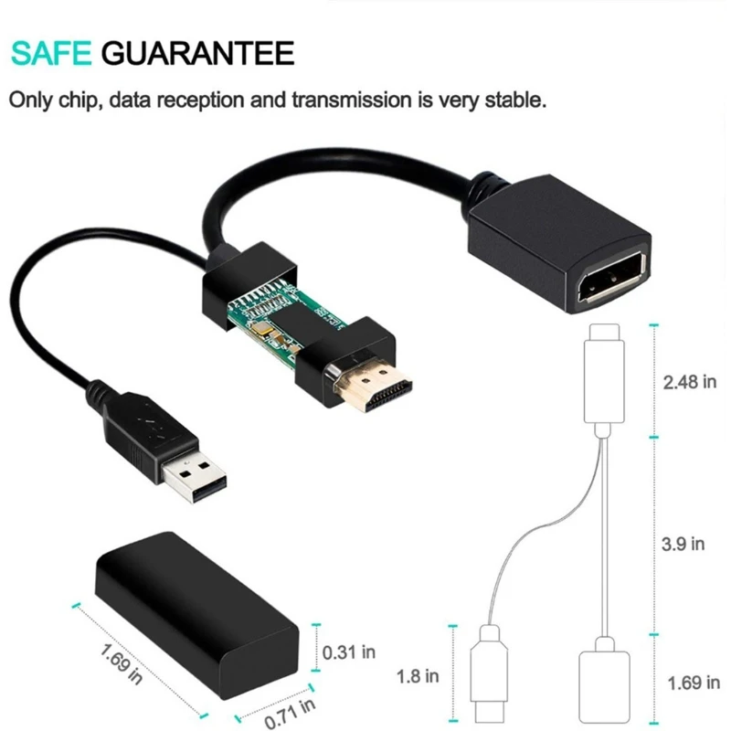 4K USB-Drevne HDMI han til DP-Display Port Kvindelige Converter Adapter-Enheder med HDMI til DP aktive USB-strømforsyning
