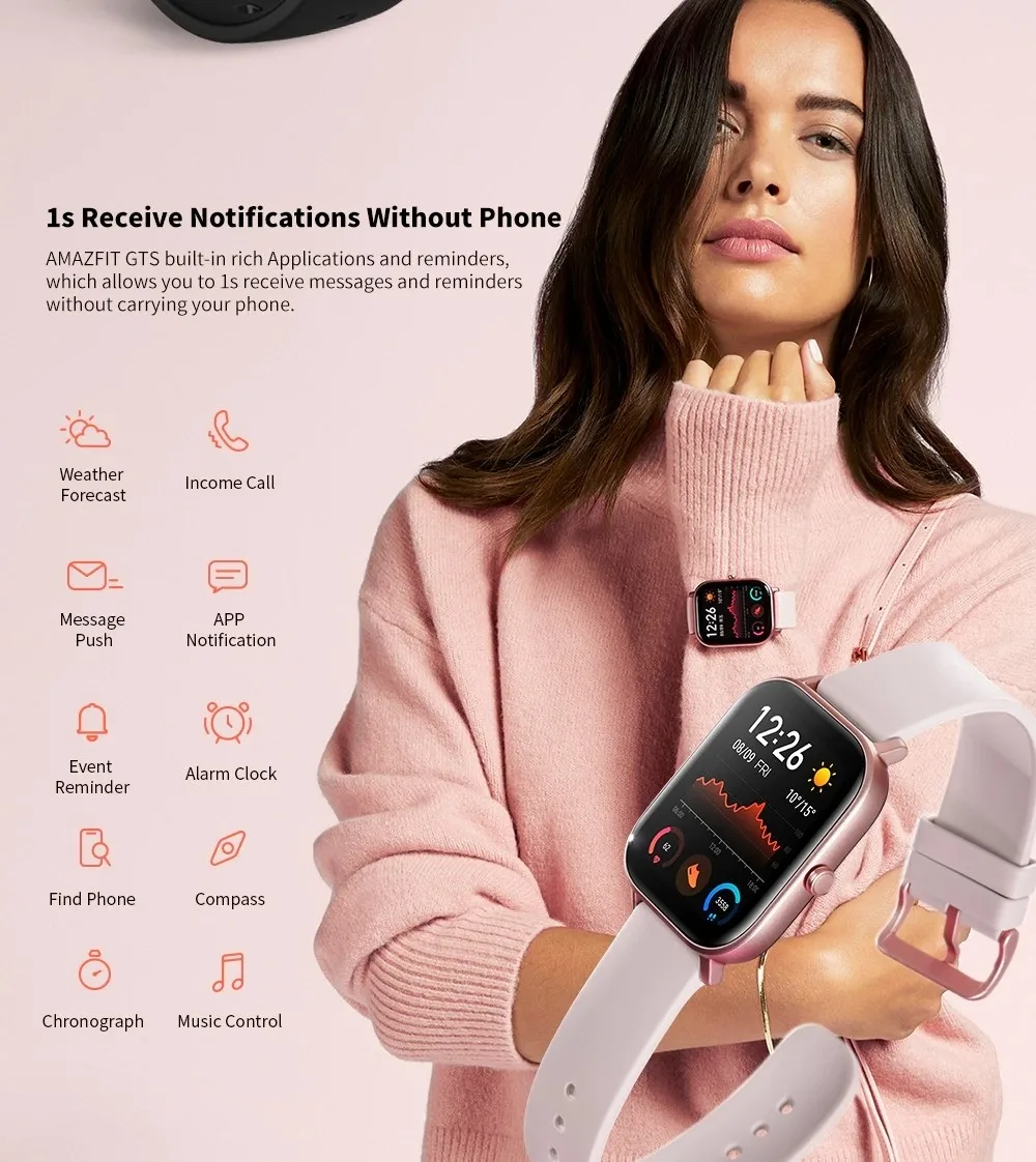 Amazfit GTS Smartwatch GPS-Sport Smarte Ure 2020 24 Dage Batteri-Musik Kontrol Huami Bluetooth Bærbare Ur til Kvinder, Mænd