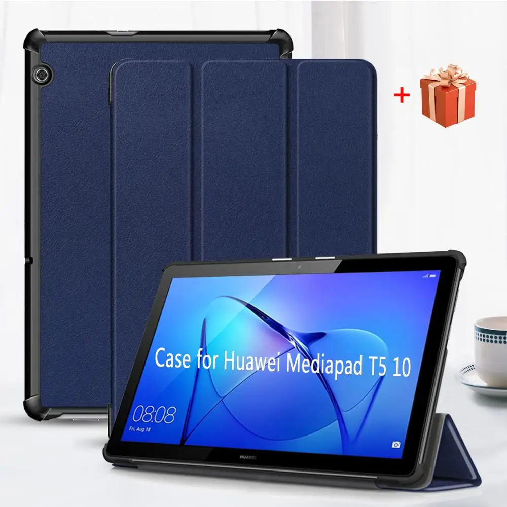 Sagen for Huawei MediaPad T5 10 ,PU Læder Folde Stå Dækning for Huawei MediaPad T5 10.1 AGS2-W09/L09/L03/W19 Tablet Tilfælde