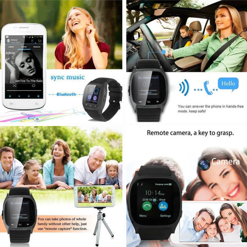 T8 Bluetooth Smart Ur Med Kamera Understøtter SIM-TF Kort Call Mænd, Kvinder, Sport Smartwatch Til Android Telefon Apple iPhone