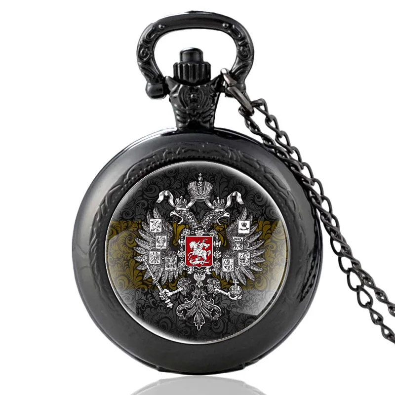 Klassisk Russisk National Emblem Dobbelt-Ørn Ur Kæde Quartz Lommeur Mænd Kvinder Charme Halskæde Vedhæng Smykker