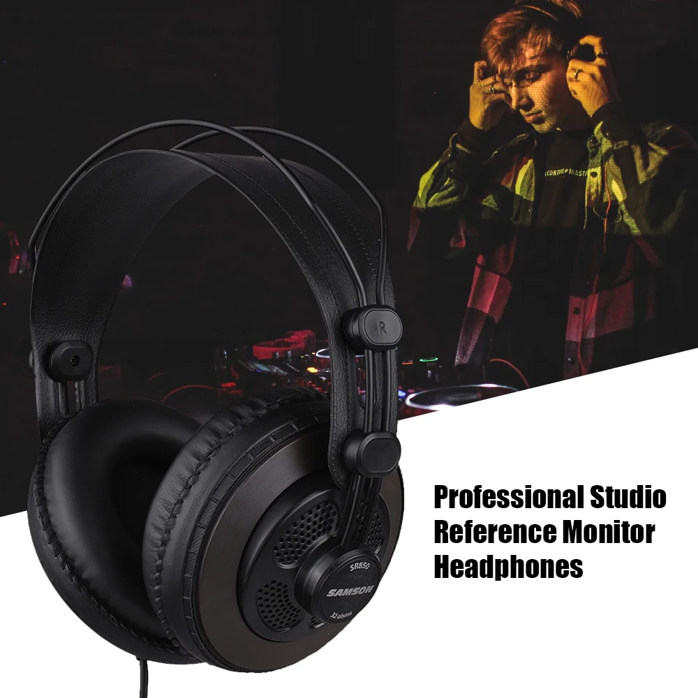 SAMSON SR850 Studio Reference Monitor Hovedtelefoner Dynamisk Headsettet er Semi-åbent Design Optagelse Overvågning Musik Spil