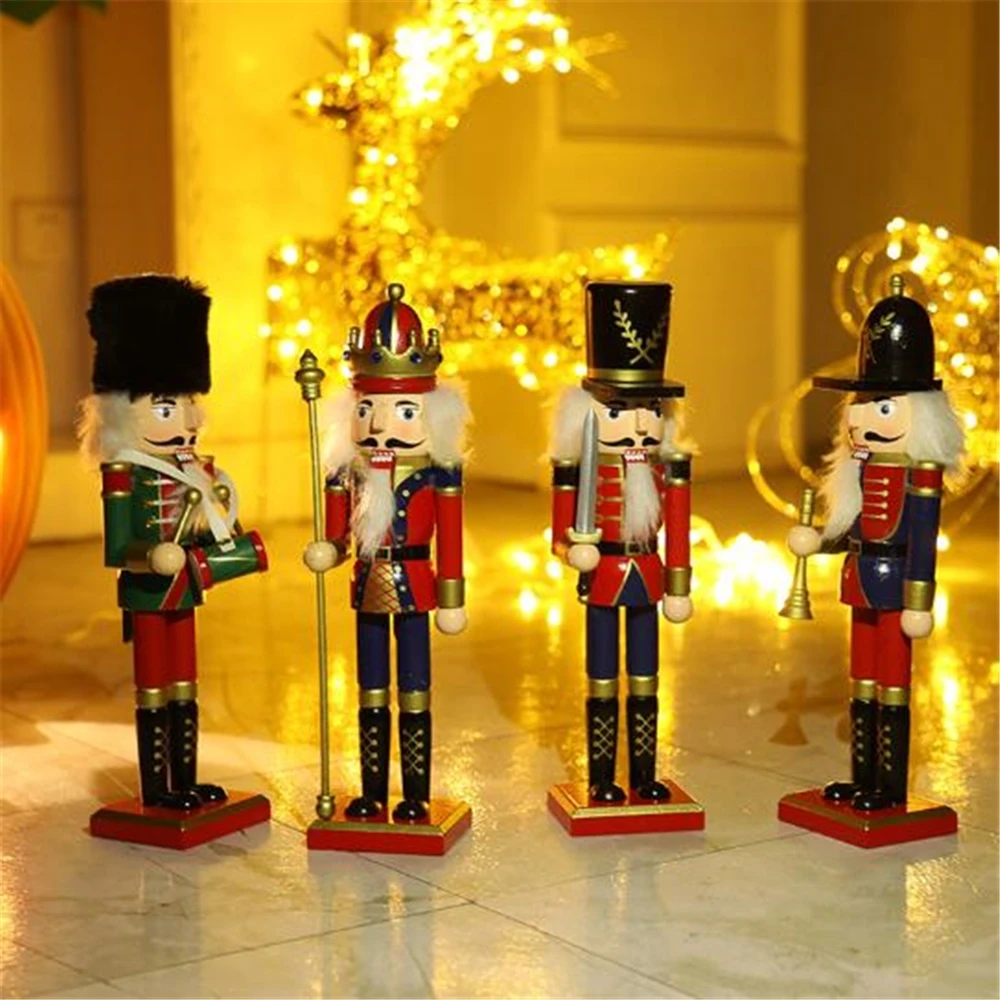 Træ-Nøddeknækkeren Dukker Soldater Træ Håndværk Børns Legetøj Dukker julepynt Dekoration Julegaver