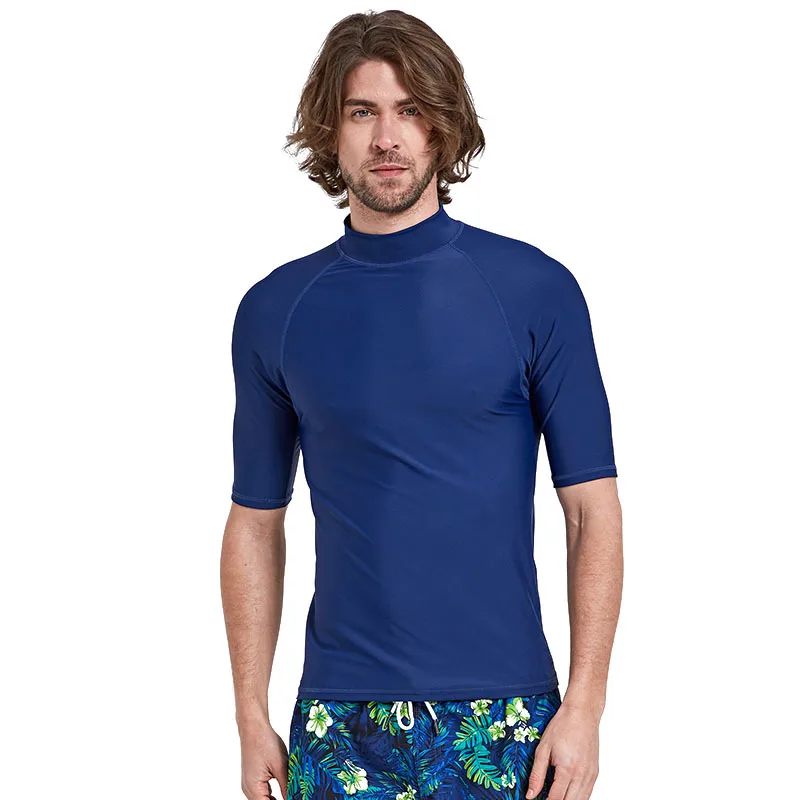 Sbart Deep Blue Korte Ærmer T-Shirts, Badetøj Mænd Udslæt Vagter Mandlige Badetøj Svømning, Surfing, Sejlads Toppe Badning GØRE