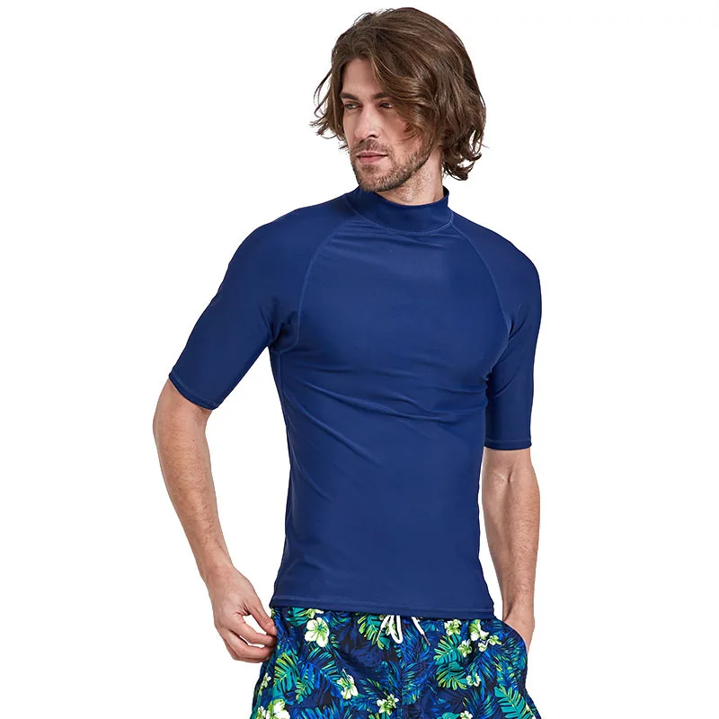 Sbart Deep Blue Korte Ærmer T-Shirts, Badetøj Mænd Udslæt Vagter Mandlige Badetøj Svømning, Surfing, Sejlads Toppe Badning GØRE