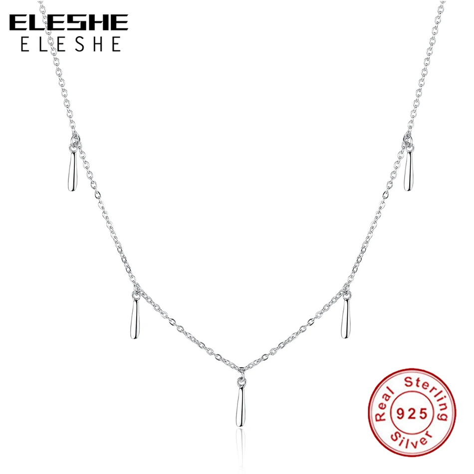 ELESHE Mode Geometriske Stick Halskæde til Kvinder 925 Sterling Sølv Choker Halskæde Kæde Smykker Julegave