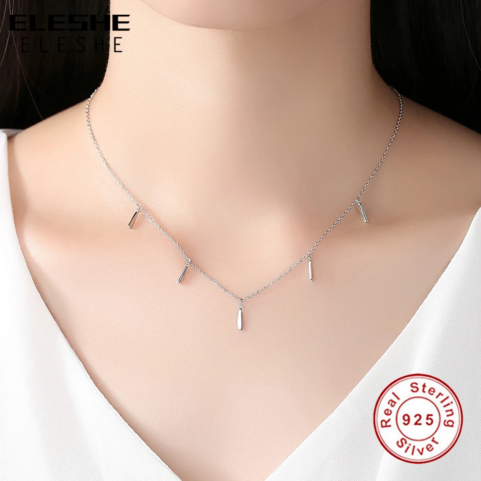 ELESHE Mode Geometriske Stick Halskæde til Kvinder 925 Sterling Sølv Choker Halskæde Kæde Smykker Julegave