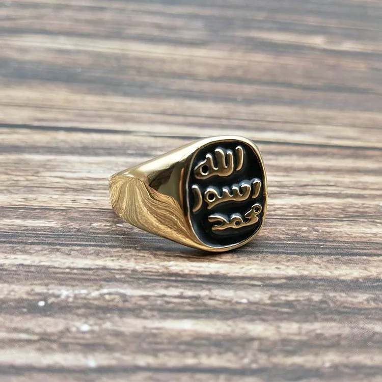 Islamiske Muslimer Ring Mænds Sølv Farve Rustfrit Stål Ring Symbol Karakter Ring Hip Hop, Punk-Motorcycle Parts Ring