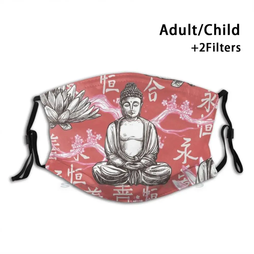 Buddha Voksne Børn Vaskbar Funny Face Maske Med Filter Til Buddha, Buddhisme, Yoga, Zen-Hippie Meditation Buddhistisk Åndeligt Mandala
