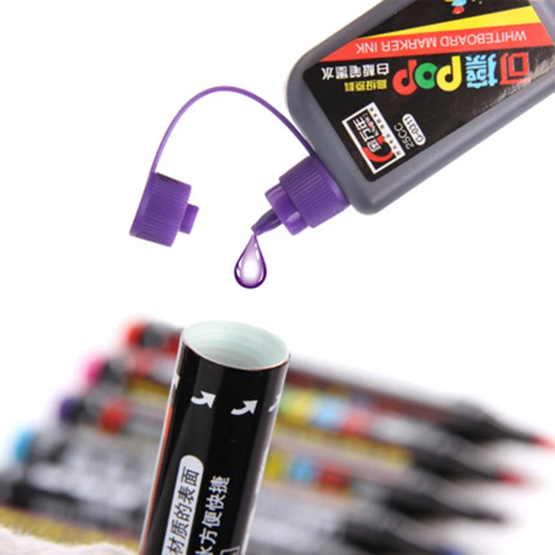 Ved/Genvana 8 Farve Sletbare POP Whiteboard Marker For Keramisk Glas, 5mm/12mm Mejsel Spids Lav Lugt Sletning Og Genopfyldning Markør