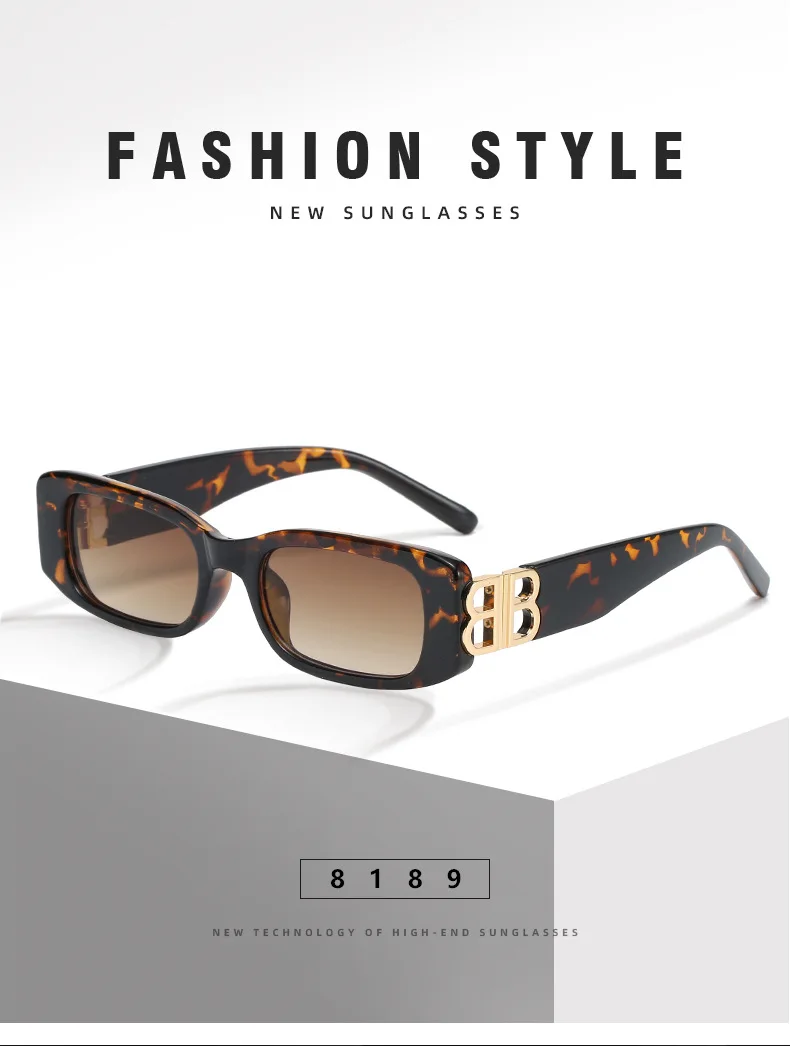 Ny Stil Classic Retro Solbriller Kvinder Små Firkantede Ramme Brev Sol Briller Damer Ocean Linse Solbriller Oculos UV400