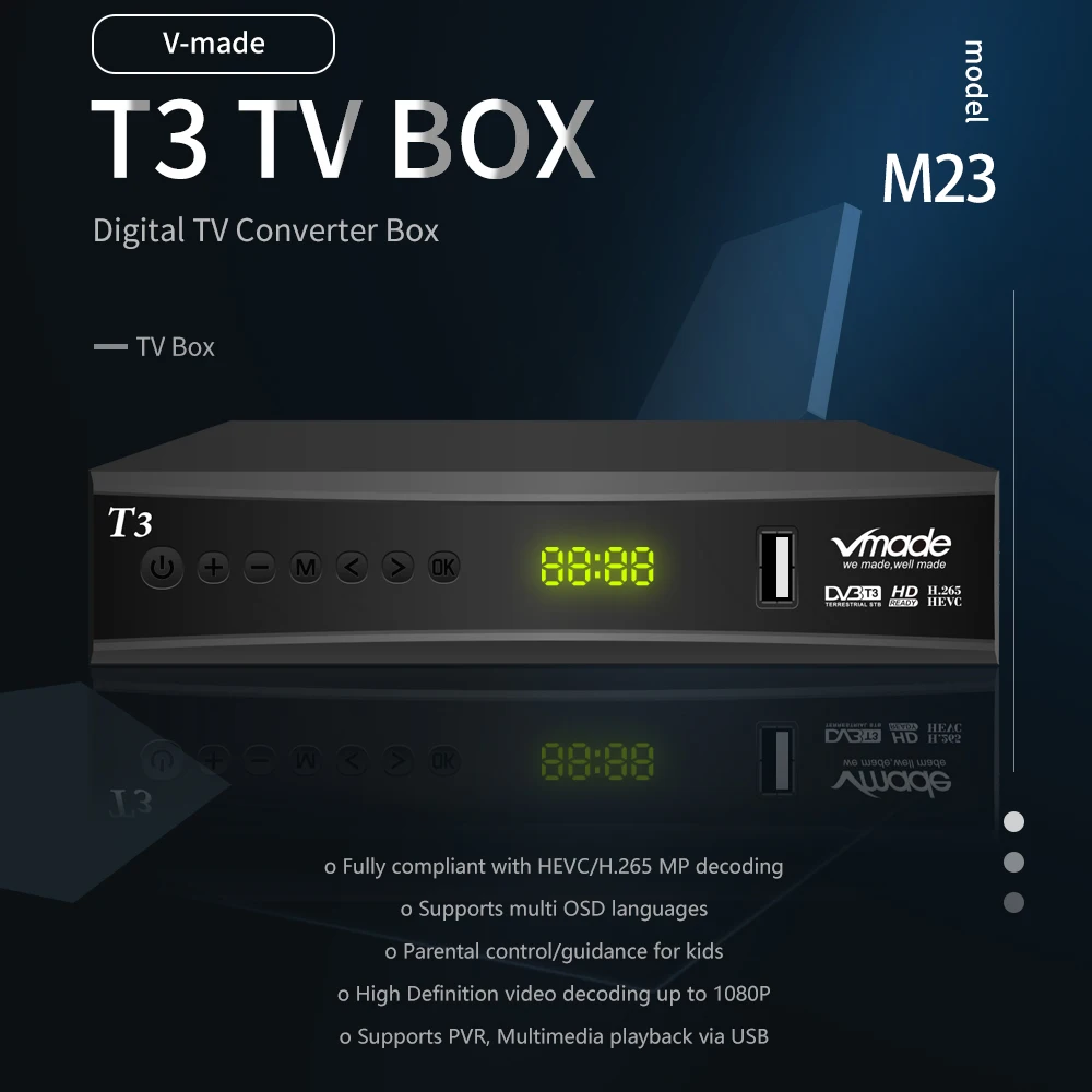 2020 Full HD 1080P H. 265 HEVC HD-Digital Terrestrisk TV-Modtager DVB-T2 og DVB-T-Hurtigt Skib, Spanien, Rusland 2-3 Dages Støtte Youtube M3U