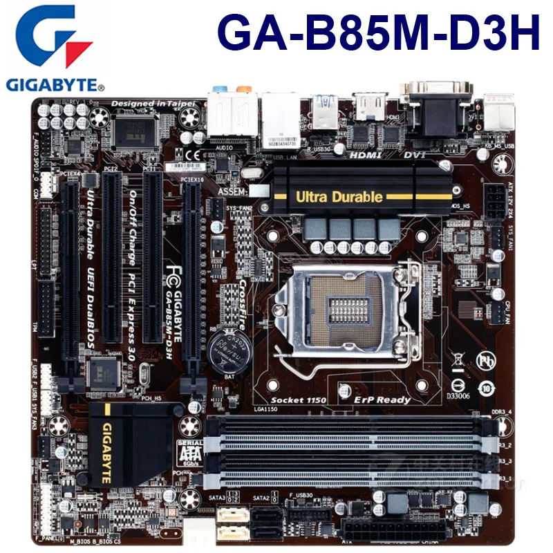 Gigabyte GA B85M D3H Brugte Desktop bundkort yrelser PC LGA 1150 i3 i5-i7 DDR3 B85M-D3H 32GB oprindelige bundkort Micro-ATX