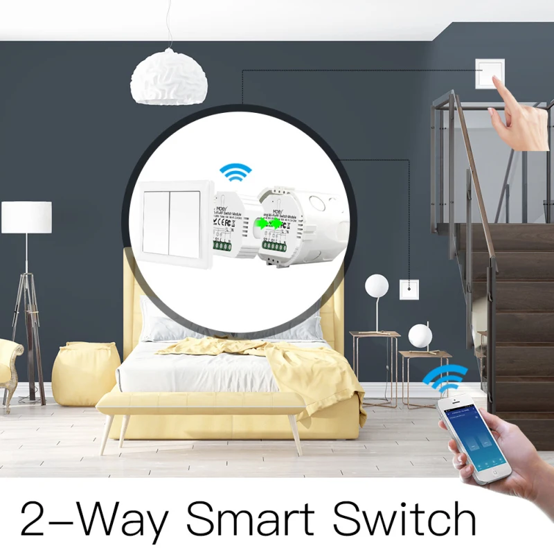 Smart Light Switch Relæ Modul 2 Gang 2 2,4 GHz WiFi+RF433 Tuya APP Smart Liv Fjernbetjeningen Fungerer sammen Med Alexa, Google Startside