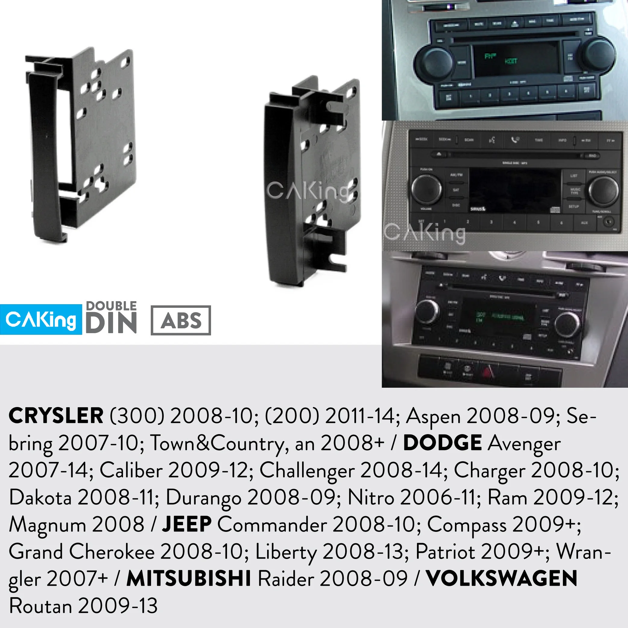 Fascia Radio Panel for DODGE Avenger 2007-14; Kaliber 2009-12; Grand Caravan 2008-16; Challenger 2008-14 Dash Kit Facia Plate