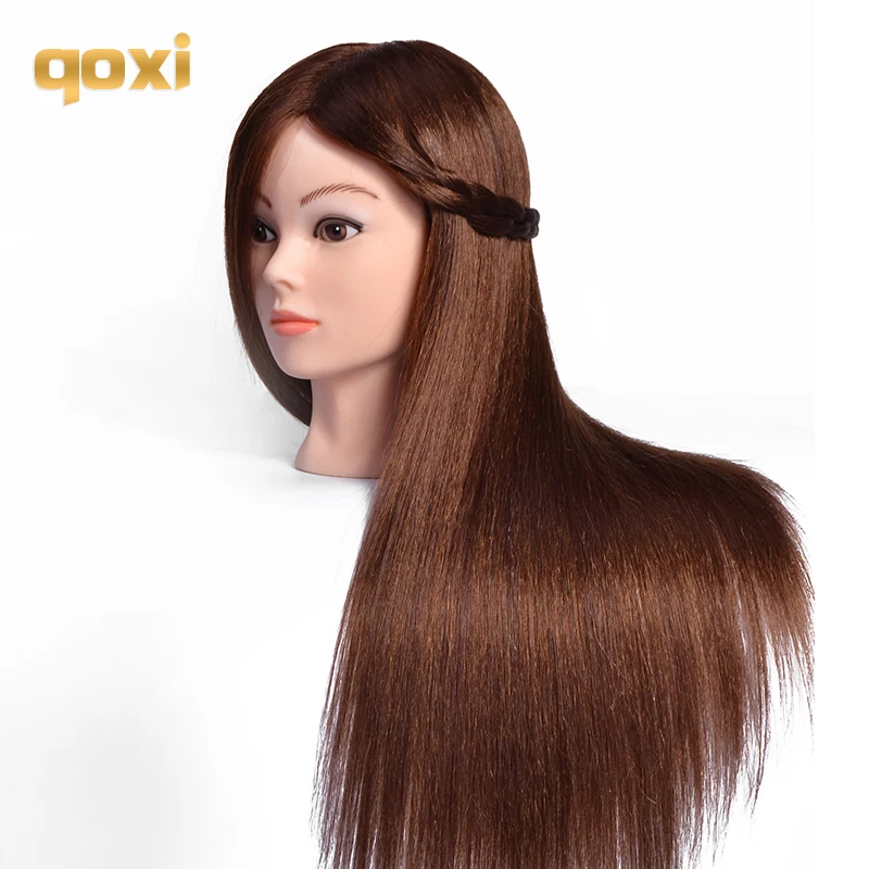 Qoxi Faglig uddannelse hoveder med 80% ægte menneske hår kan være bøjet praksis Frisør mannequindukker Styling maniqui