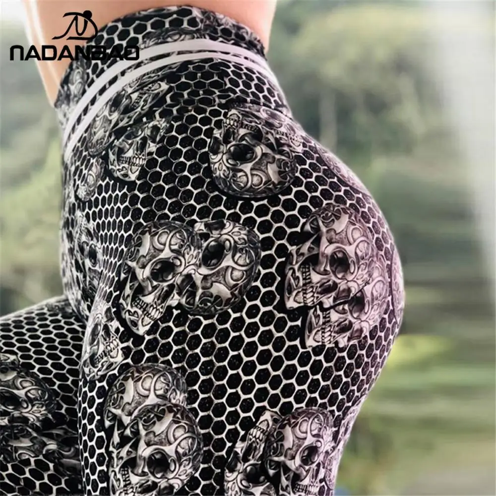 NADANBAO Hot Sell Kraniet Kvinder Yoga Leggings Sportslige Bukser Til Fitness 3D-Print honeycomb Workout Elastik, der Kører Legging