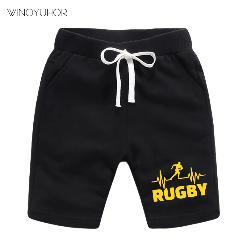 Rugby Hjerteslag Trykt I Korte Bukser Børn Drenge Sommer Mode Shorts Piger Elastisk Shorts Bukser Cool Sport, Tøj