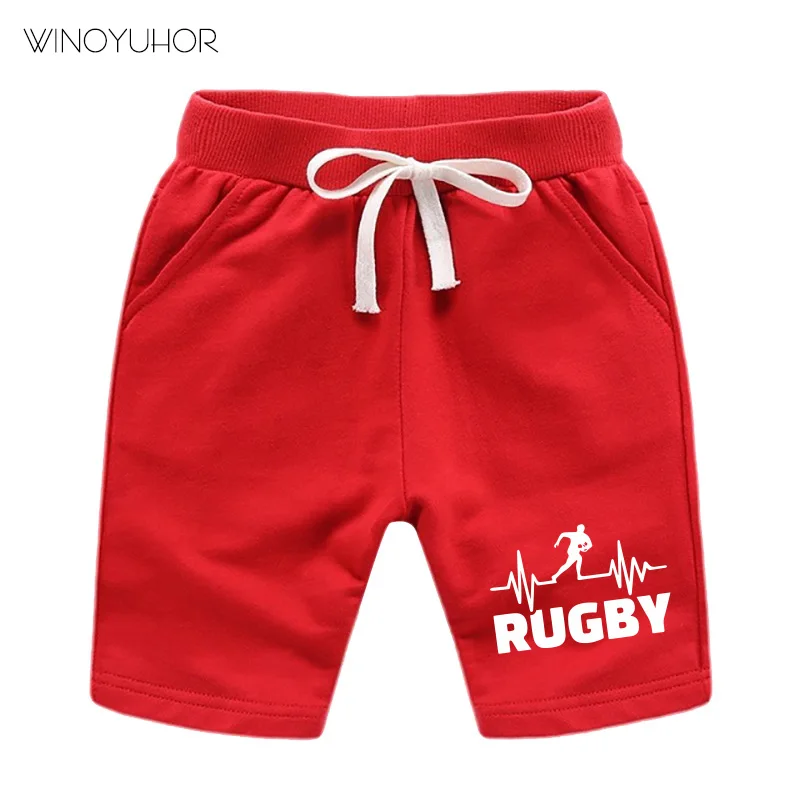 Rugby Hjerteslag Trykt I Korte Bukser Børn Drenge Sommer Mode Shorts Piger Elastisk Shorts Bukser Cool Sport, Tøj