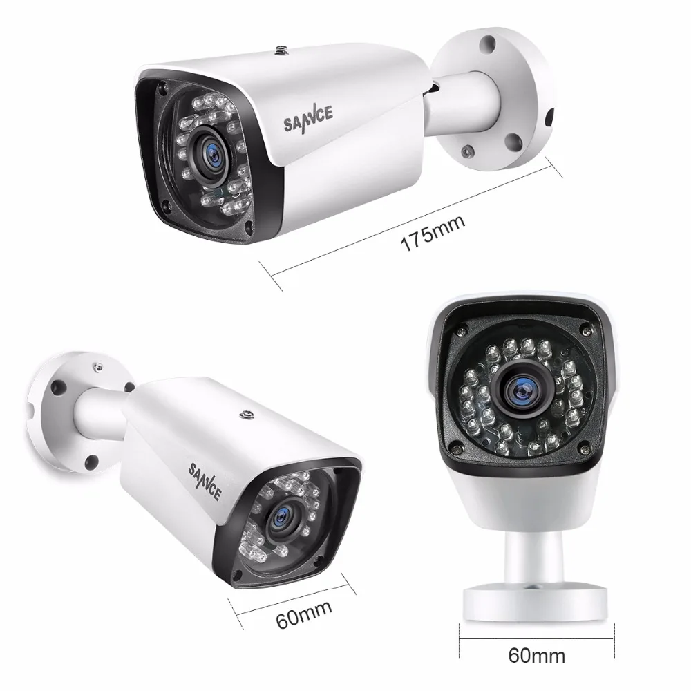 SANNCE 4CH 1080P POE NVR Kit CCTV sikkerhedssystem 2MP IR IP66 Vandtæt Udendørs IP-Kamera Plug&Play Videoovervågning Sæt