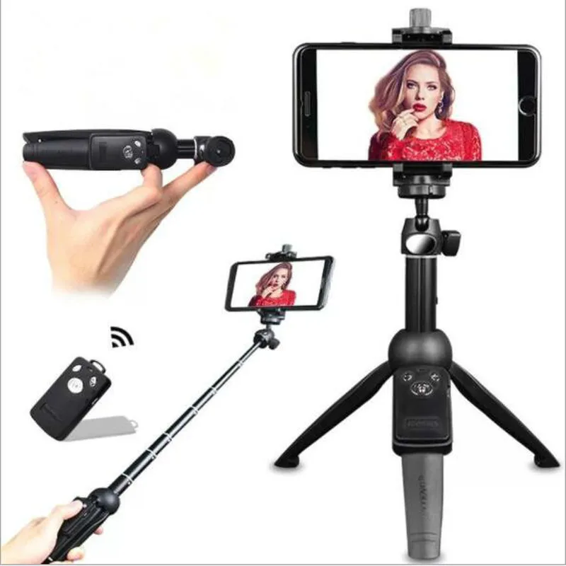 Trådløs Bluetooth-Selfie Stick Bærbare Sammenklappelige Stativ Håndholdte monopod Til iPhone XR Samsung Gopro Hero 7 6 Yi Cam