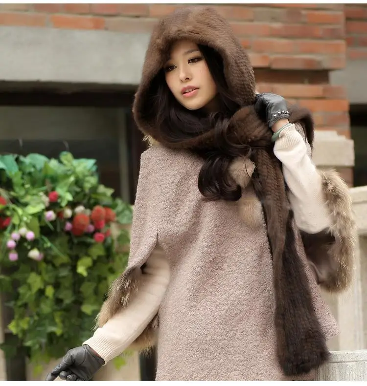 ZDFURS * Mode strikkede mink-hue tørklæde høj kvalitet mink tørklæde til kvinder vinter hue tørklæder