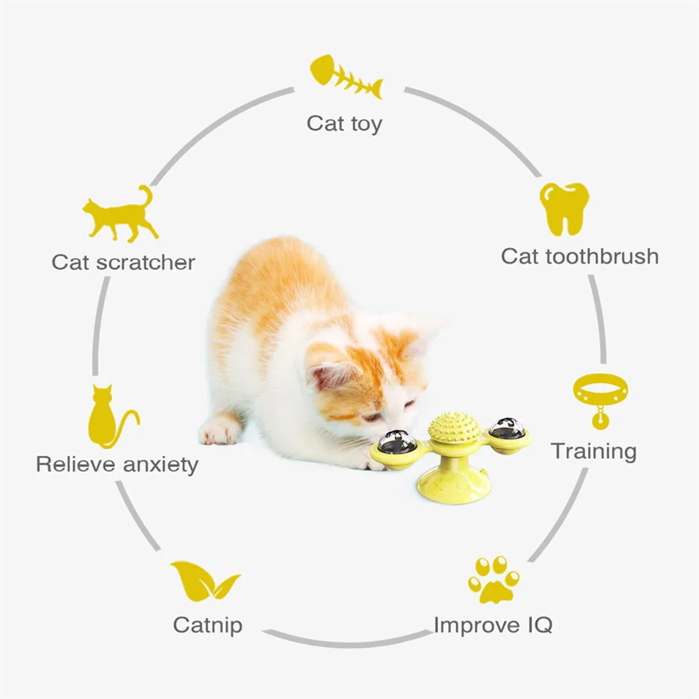 Sjove Katteurt Vindue Cat Toy Vindmølle til Katte Legetøj Puslespil Uddannelse Af Interaktive Cat Toy Bolden Plys Killing Massage Forsyninger
